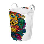 Psychedelic Skull Print Round Laundry Basket