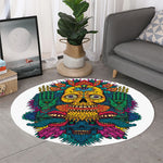 Psychedelic Skull Print Round Rug