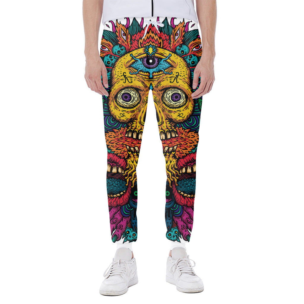 Psychedelic Skull Print Scuba Joggers