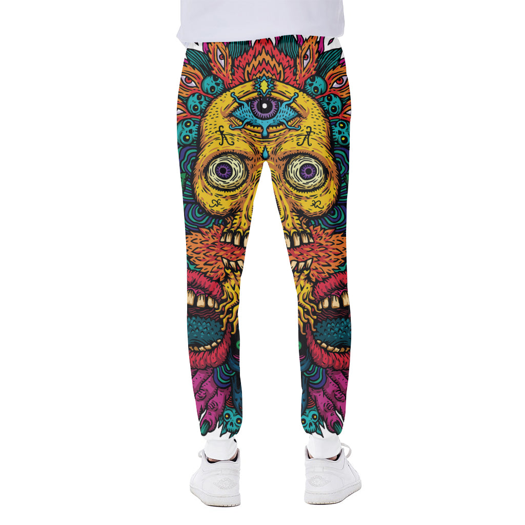 Psychedelic Skull Print Scuba Joggers