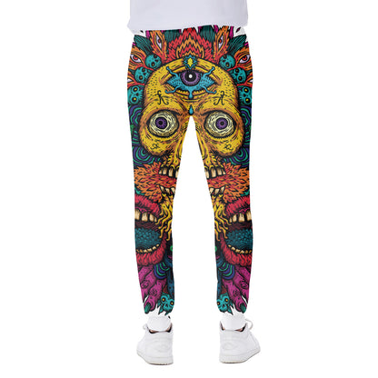 Psychedelic Skull Print Scuba Joggers