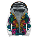 Psychedelic Skull Print Sherpa Lined Zip Up Hoodie