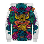 Psychedelic Skull Print Sherpa Lined Zip Up Hoodie