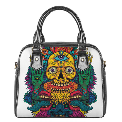 Psychedelic Skull Print Shoulder Handbag