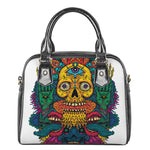 Psychedelic Skull Print Shoulder Handbag