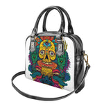 Psychedelic Skull Print Shoulder Handbag