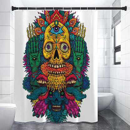 Psychedelic Skull Print Shower Curtain