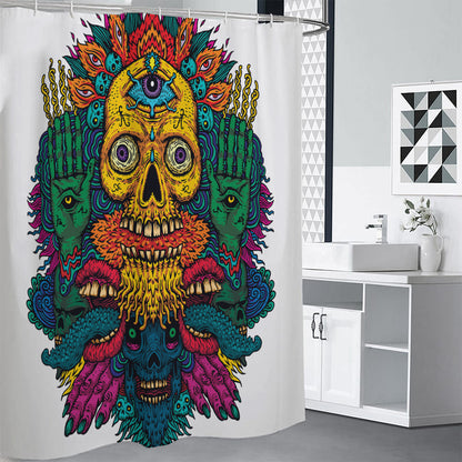Psychedelic Skull Print Shower Curtain