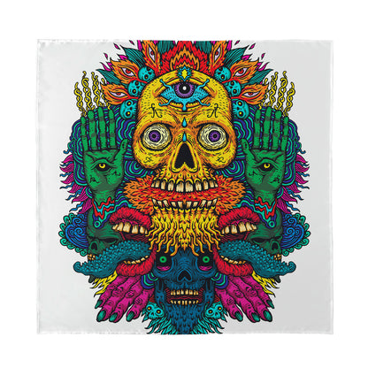 Psychedelic Skull Print Silk Bandana
