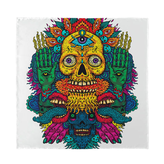 Psychedelic Skull Print Silk Bandana