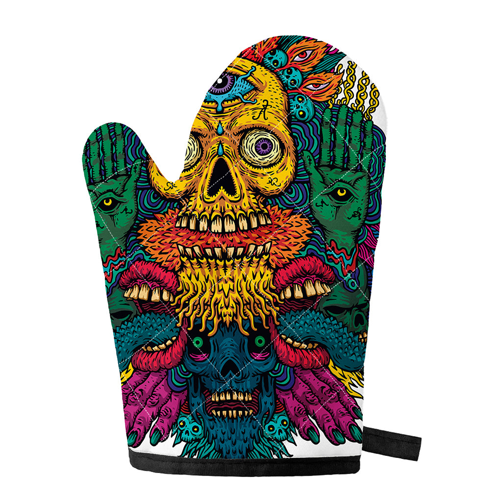 Psychedelic Skull Print Single Oven Mitt