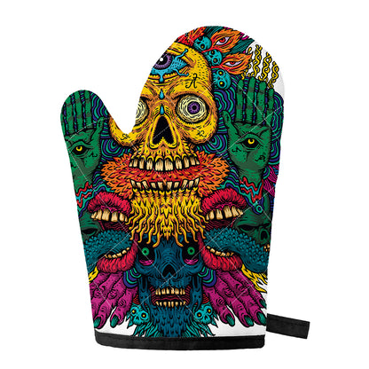 Psychedelic Skull Print Single Oven Mitt