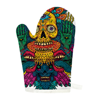 Psychedelic Skull Print Single Oven Mitt