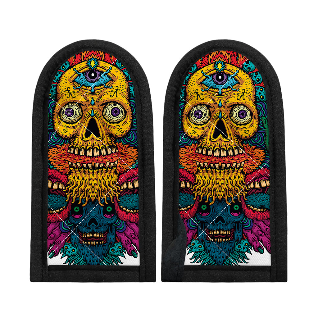 Psychedelic Skull Print Skillet Handle Cover
