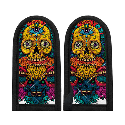 Psychedelic Skull Print Skillet Handle Cover