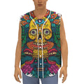 Psychedelic Skull Print Sleeveless Baseball Jersey