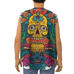Psychedelic Skull Print Sleeveless Baseball Jersey