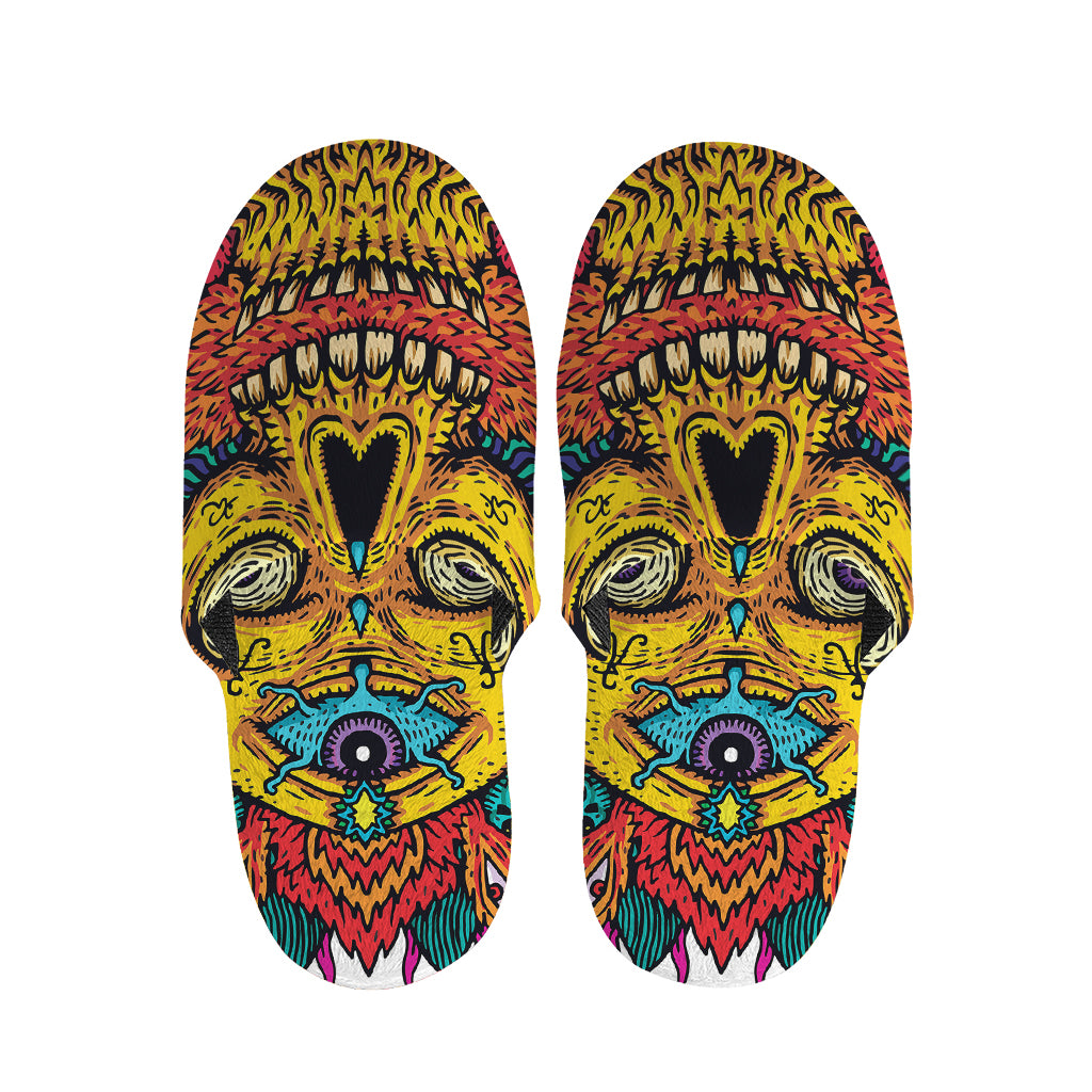 Psychedelic Skull Print Slippers