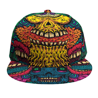 Psychedelic Skull Print Snapback Cap
