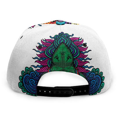 Psychedelic Skull Print Snapback Cap