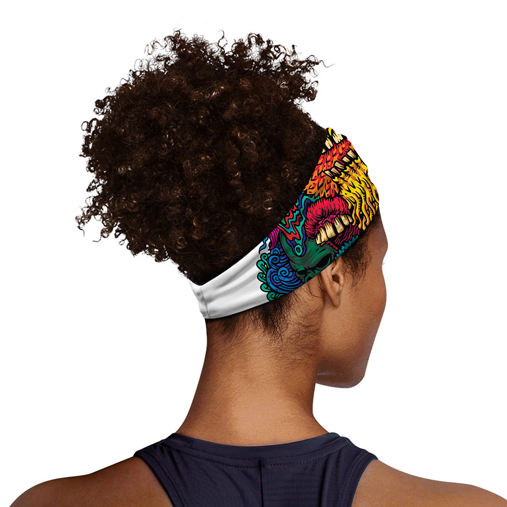 Psychedelic Skull Print Sports Headband