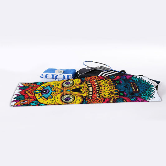Psychedelic Skull Print Sports Towel