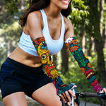 Psychedelic Skull Print Sun Protection Arm Sleeves