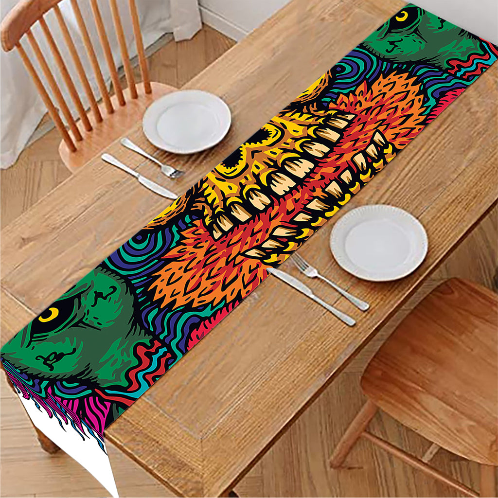 Psychedelic Skull Print Table Runner