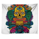 Psychedelic Skull Print Tapestry