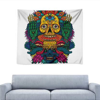 Psychedelic Skull Print Tapestry