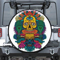 Psychedelic Skull Print Tire Cover
