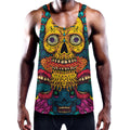Psychedelic Skull Print Men's Workout Tank Top