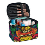 Psychedelic Skull Print Travel Makeup Bag
