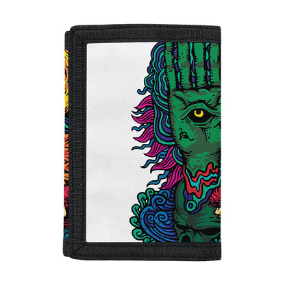 Psychedelic Skull Print Trifold Wallet
