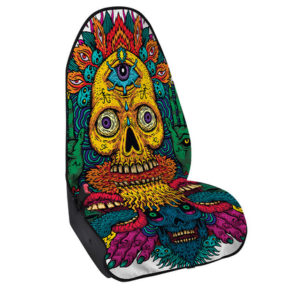 Psychedelic Skull Print Waterproof Car Seat Cover