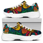 Psychedelic Skull Print White Chunky Shoes