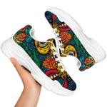 Psychedelic Skull Print White Chunky Shoes