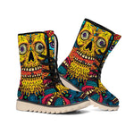 Psychedelic Skull Print Winter Boots
