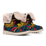 Psychedelic Skull Print Winter Boots