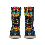 Psychedelic Skull Print Winter Boots