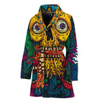 Psychedelic Skull Print Women's Bathrobe