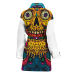 Psychedelic Skull Print Women's Bathrobe