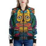Psychedelic Skull Print Women's Bomber Jacket