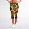 Psychedelic Skull Print Women's Capri Leggings