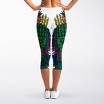 Psychedelic Skull Print Women's Capri Leggings