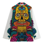 Psychedelic Skull Print Women's Cotton Blazer
