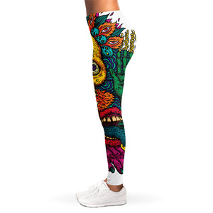 Psychedelic Skull Print Women's Leggings