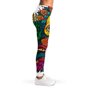 Psychedelic Skull Print Women's Leggings