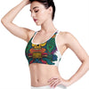 Psychedelic Skull Print Women's Sports Bra