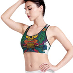 Psychedelic Skull Print Women's Sports Bra